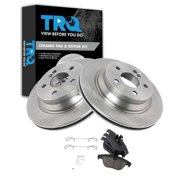 TRQ Rear Brake Pad and Rotor Set Ceramic Fits 2010-2014 Mercedes-Benz E350 2015 E400 2013-2015 GLK250 2010-2015 GLK350