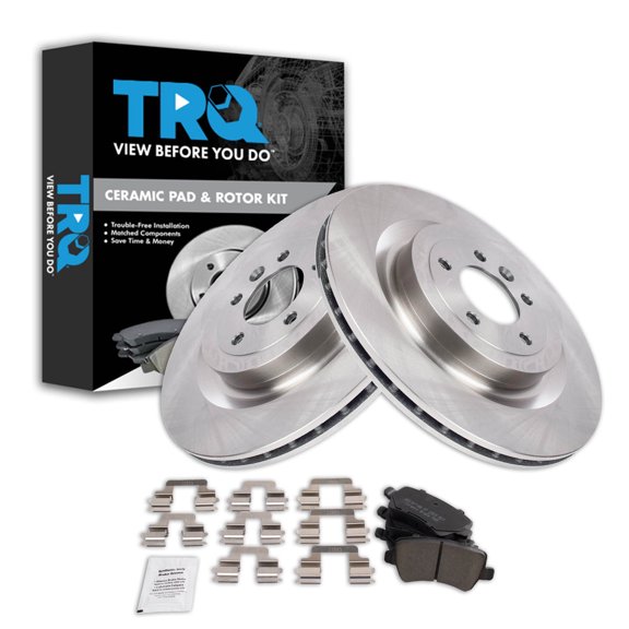 TRQ Rear Brake Pad and Rotor Set Ceramic Fits 2013-2015 Land Rover Range Rover