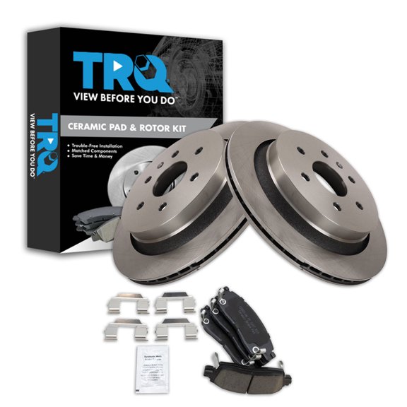 TRQ Rear Brake Pad and Rotor Set Ceramic Fits 2013-2018 Cadillac XTS