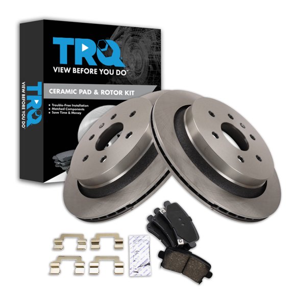 TRQ Rear Brake Pad and Rotor Set Ceramic Fits 2013-2019 Cadillac XTS