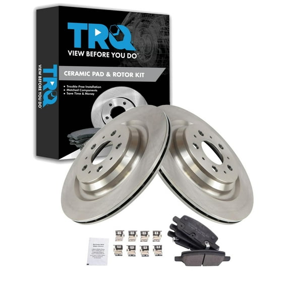 TRQ Rear Brake Pad and Rotor Set Ceramic Fits 2017-2020 Tesla 3