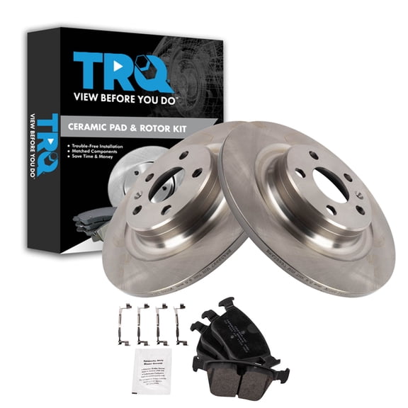 TRQ Rear Brake Pad and Rotor Set Ceramic Fits 2019-2022 Volvo S60 XC60 2019-2021 V60