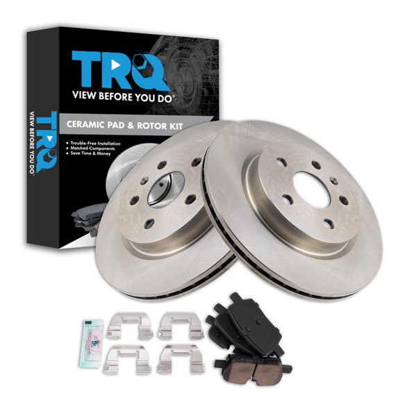TRQ Rear Brake Pad and Rotor Set Ceramic Fits 2020-2021 Cadillac CT5 2019-2020 CT6