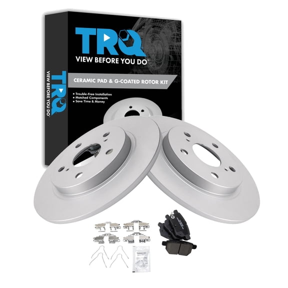 TRQ Rear Brake Pad and Rotor Set Ceramic G Coated Rotors Fits 2016 Scion iM 2008-2015 xB 2017-2018 Toyota Corolla iM 2009-2013 Matrix