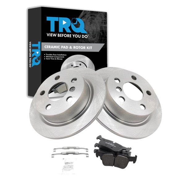 TRQ Rear Brake Pad and Rotor Set Ceramic Rotors Fits 2020 Mini Cooper