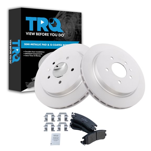 TRQ Rear Brake Pad and Rotor Set Semi Metallic Coated Vented Rotors Fits 2003-2004 Cadillac Seville