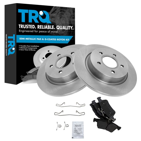 TRQ Rear Brake Pad and Rotor Set Semi Metallic Fits 2008-2013 Volvo C30 2006-2013 C70 2006-2011 S40 2006-2011 V50