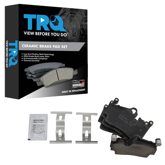 TRQ Rear Brake Pads BFA19851 Fits Select 2017-2018 Porsche 718 Boxster , 2017-2018 Porsche 718 Cayman , 2005-2016 Porsche Boxster , 2007-2016 Porsche Cayman