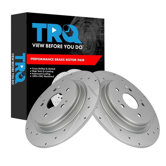 TRQ Rear Brake Rotor Set G Coated Solid Fits 2019-2024 Acura RDX 2023-2024 Honda HR-V