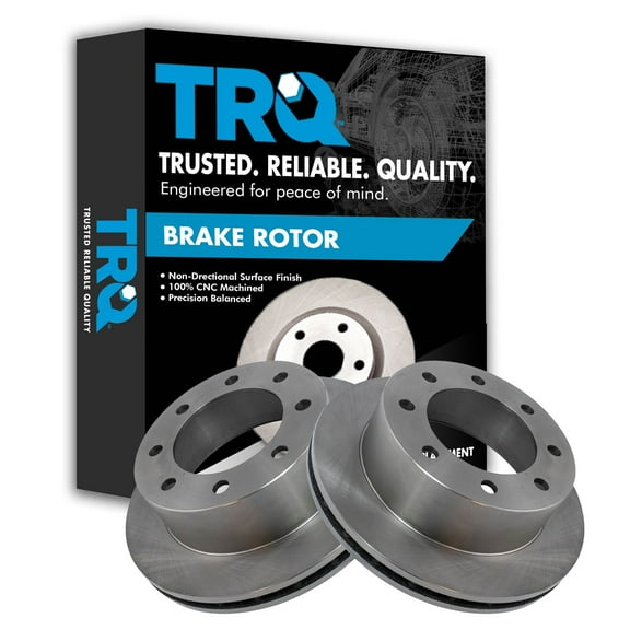 TRQ Rear Brake Rotors Set Solid Fits Select 2000-2005 Ford Excursion 1999-2004 F-250 Super Duty F-350 Super Duty