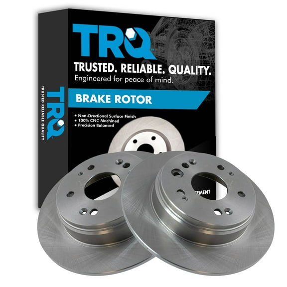 TRQ Rear Brake Rotors Set Solid Fits Select 2002-2004 Honda CR-V