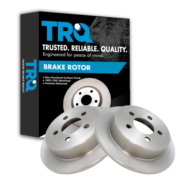 TRQ Rear Brake Rotors Set Solid Fits Select 2003-2007 Jeep Liberty 2003-2006 Wrangler