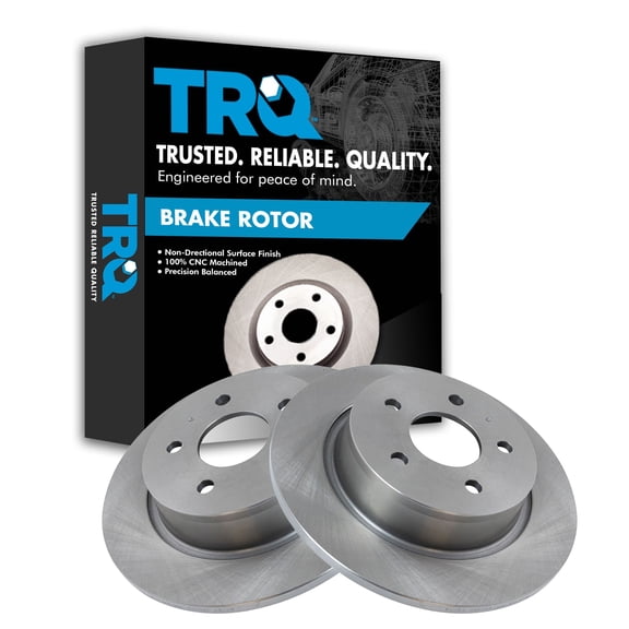 TRQ Rear Brake Rotors Set Solid Fits Select 2013-2018 Ford C-Max 2013-2016 Escape 2014-2018 Transit Connect