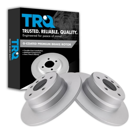 TRQ Rear Brake Rotors Set Solid Premium G-Coated Fits Select 2000-2006 BMW X5