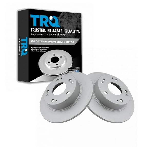 TRQ Rear Brake Rotors Set Solid Premium G-Coated Fits Select 2004-2008 Acura TSX 2003-2007 Honda Accord
