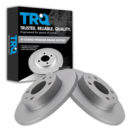 TRQ Rear Brake Rotors Set Solid Premium G-Coated Fits Select 2012-2019 Fiat 500