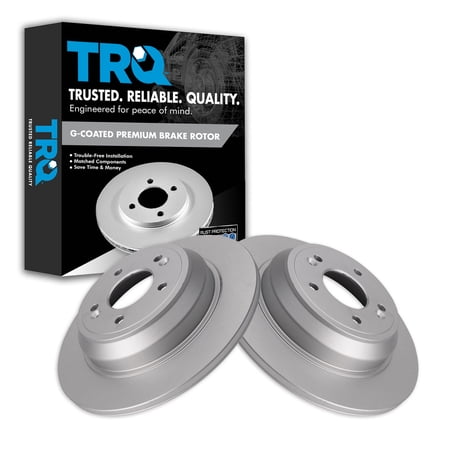 TRQ Rear Brake Rotors Set Solid Premium G-Coated Fits Select 2017-2019 Genesis G80 2009-2016 Hyundai 2016-2017 Kia K900