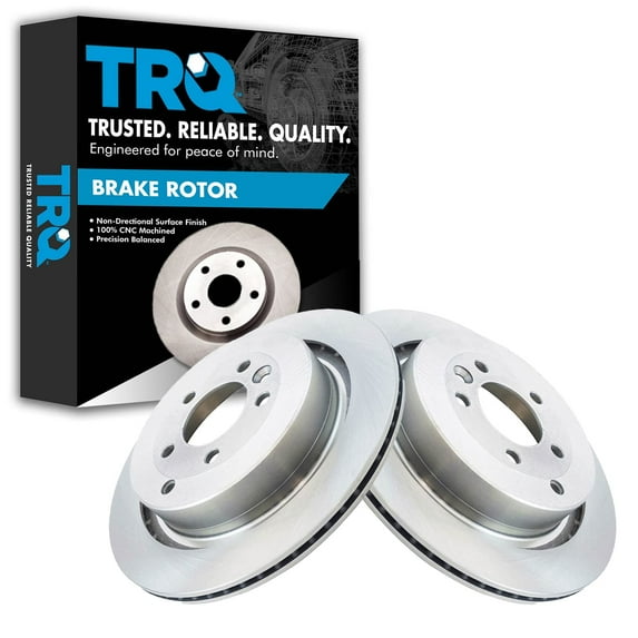 TRQ Rear Brake Rotors Set Vented Fits Select 2005-2009 Land Rover LR3 2010-2016 LR4 2006-2013 Range Rover Sport