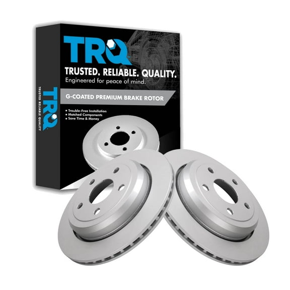 TRQ Rear Brake Rotors Set Vented Premium G-Coated Fits Select 2011-2021 Dodge Durango Jeep Grand Cherokee 2022 Grand Cherokee WK