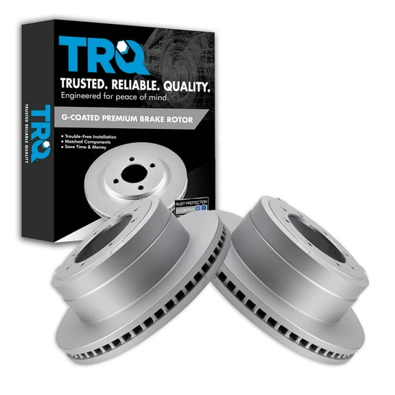 TRQ Rear Brake Rotors Set Vented Premium G-Coated Fits Select 2013-2019 Ford F-350 Super Duty 2013-2016 F-450 Super Duty
