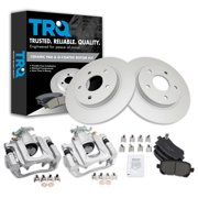 TRQ Rear Brake Pad and Rotor Set Ceramic Coated Rotors Calipers Fits 2008-2011 Chrysler Town & Country Dodge Grand Caravan 2009-2012 Volkswagen Routan