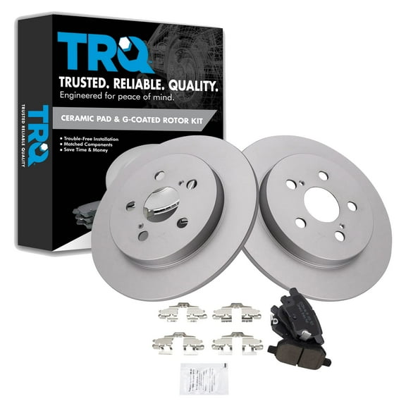 TRQ Rear Ceramic Brake Pad & Coated Rotor Kit Fits Select Vibe Matrix 1.8 Corolla XRS