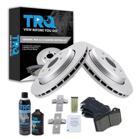 TRQ Rear Ceramic Brake Pad & Coated Rotor Kit for Cherokee Durango SRT w/Fluids BKA24664