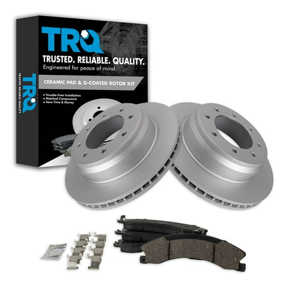 TRQ Rear Ceramic Brake Pad & Coated Rotor Kit for Nissan NV BKA24781