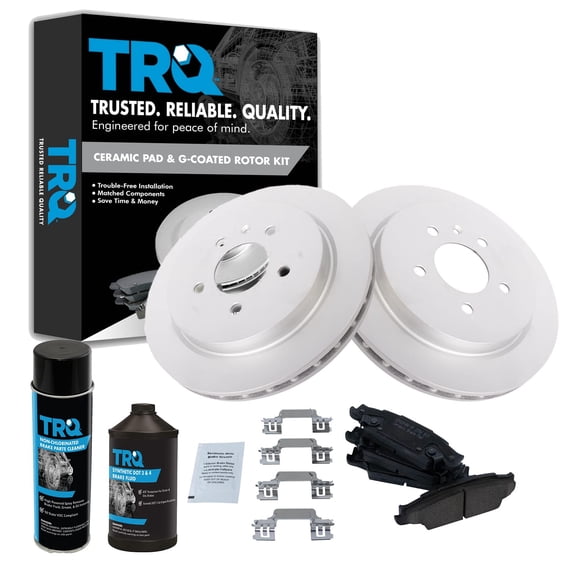 TRQ Rear Ceramic Brake Pad Coated Rotor Kit w/Chemicals for Cadillac CTS STS BKA24146 Fits select: 2006-2007 CADILLAC CTS-V