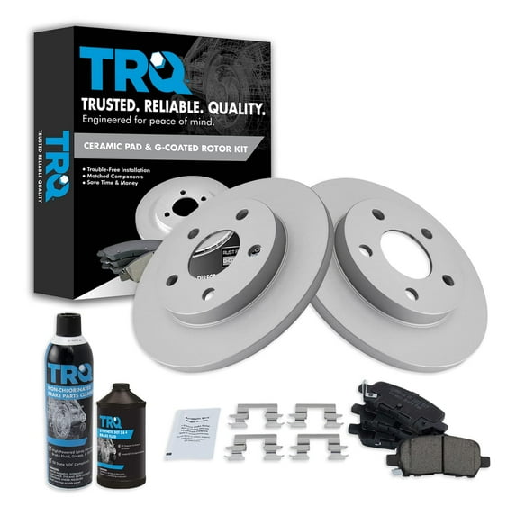 TRQ Rear Ceramic Brake Pad & Coated Rotor Kit w/Fluids for Grand Prix LaCrosse BKA23794 Fits select: 2011-2013 CHEVROLET IMPALA, 2014-2016 CHEVROLET IMPALA LIMITED
