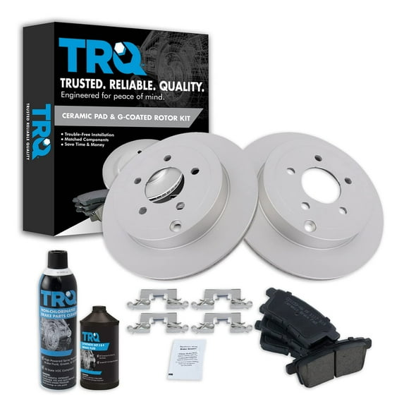 TRQ Rear Ceramic Brake Pad & Coated Rotor Kit w/Fluids for Ford Edge Lincoln MKX BKA24131