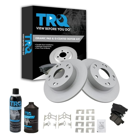 TRQ Rear Ceramic Brake Pad & E-Coated Rotor Kit w/Chemicals for Honda Accord TSX BKA17600 Fits select: 2005-2007 HONDA ACCORD EX, 2004-2008 ACURA TSX