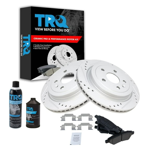TRQ Rear Ceramic Brake Pad & Performance Coated Rotor Kit w/Chemicals BKA17185 Fits select: 2010-2015 CHEVROLET CAMARO, 2008-2014 CADILLAC CTS