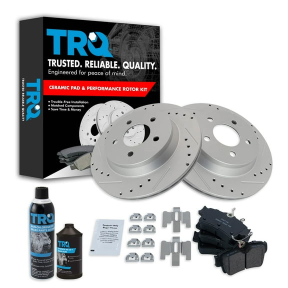 TRQ Rear Ceramic Brake Pad & Performance Rotor Kit for 94-04 Ford Mustang Cobra BKA21332 Fits select: 2003-2004 FORD MUSTANG COBRA SVT, 1998 FORD MUSTANG COBRA/SVT