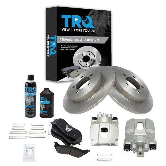 TRQ Rear Ceramic Brake Pad Rotor & Caliper Kit w/Chemicals for Ford Explorer BKA16138 Fits select: 2007-2010 FORD EXPLORER SPORT TRAC, 2006-2010 MERCURY MOUNTAINEER