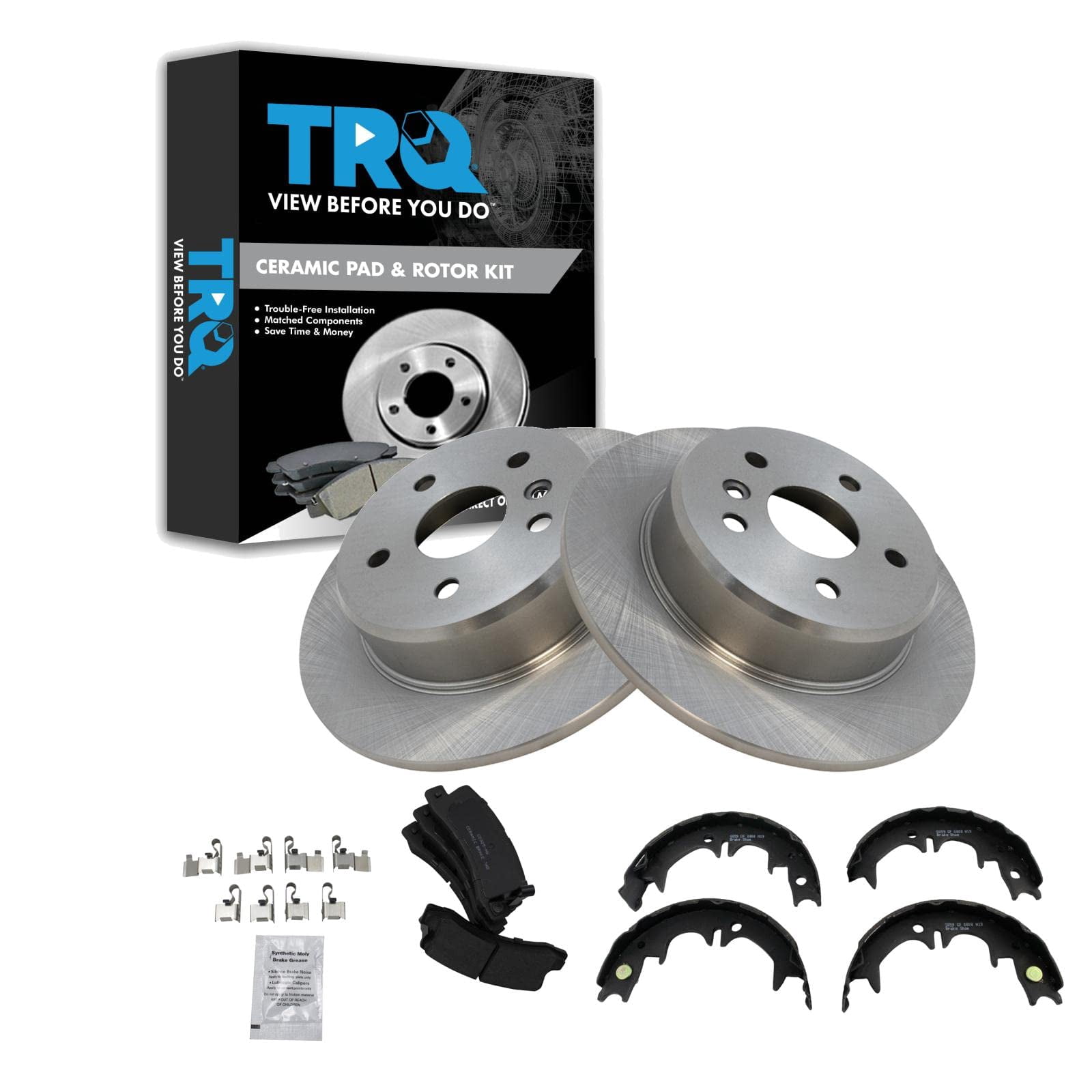 Lexus Rx300 Rear Brake TRQ Rear Ceramic Brake Pad & Rotor Kit Fits Select 1999-2003 Lexus ...