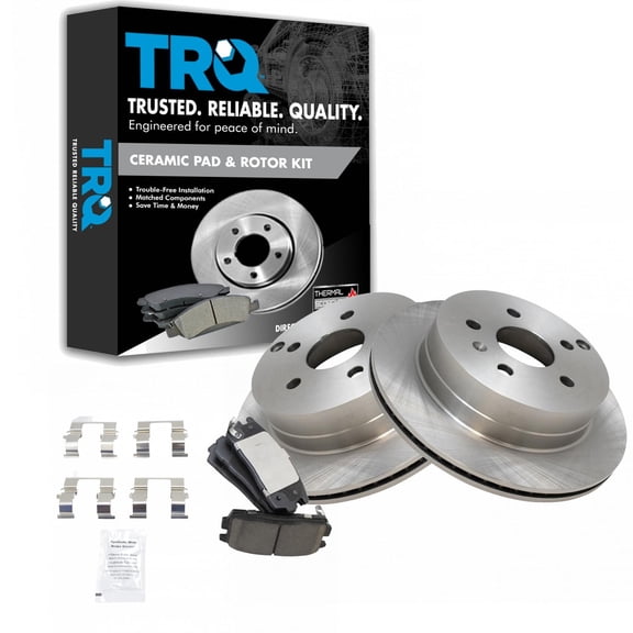 TRQ Rear Brake Pad and Rotor Set Ceramic Vented Rotors Fits 2010-2017 Chevrolet Equinox GMC Terrain