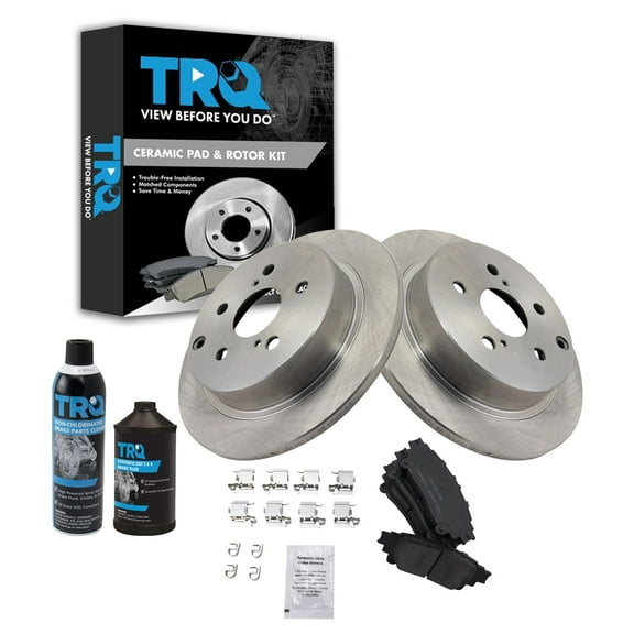 TRQ Rear Ceramic Brake Pad & Rotor Kit w/Chemicals for Toyota Prius V BKA17089 Fits select: 2016-2019 TOYOTA MIRAI