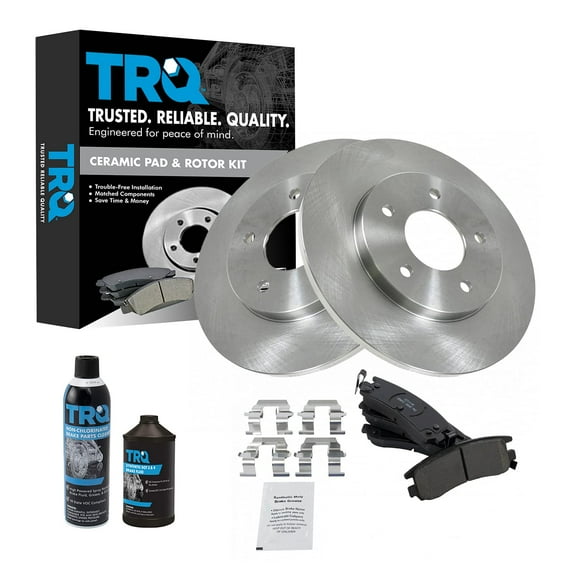 TRQ Rear Ceramic Brake Pad & Rotor Kit w/Fluids for 95-99 Chevy Lumina Monte BKA16140