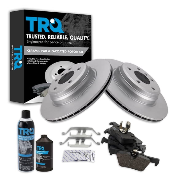 TRQ Rear Ceramic Brake pad & Coated Rotor Kit for BMW 440 430 328 xDrive w/Fluid BKA24701 Fits select: 2017-2020 BMW 430I, 2015-2016 BMW 428