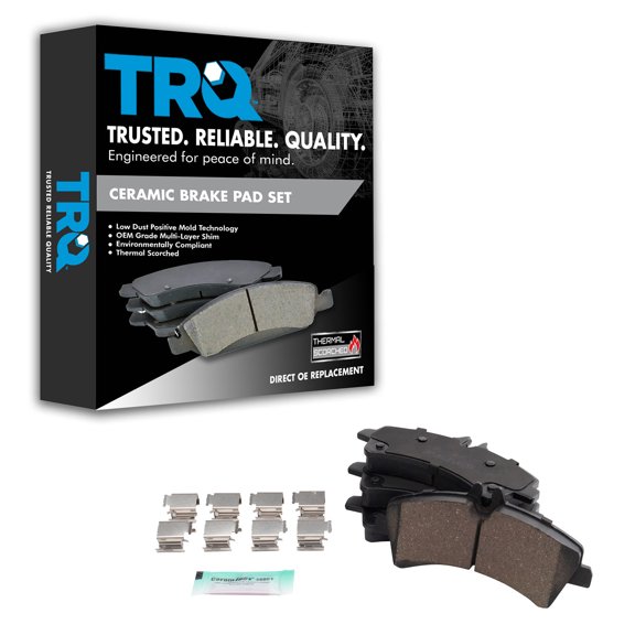TRQ Rear Brake Pads Ceramic Hardware Fits 2007-2009 Dodge Sprinter 3500 2007-2018 Freightliner Sprinter 3500 2018 3500XD 2010-2018 Mercedes-Benz