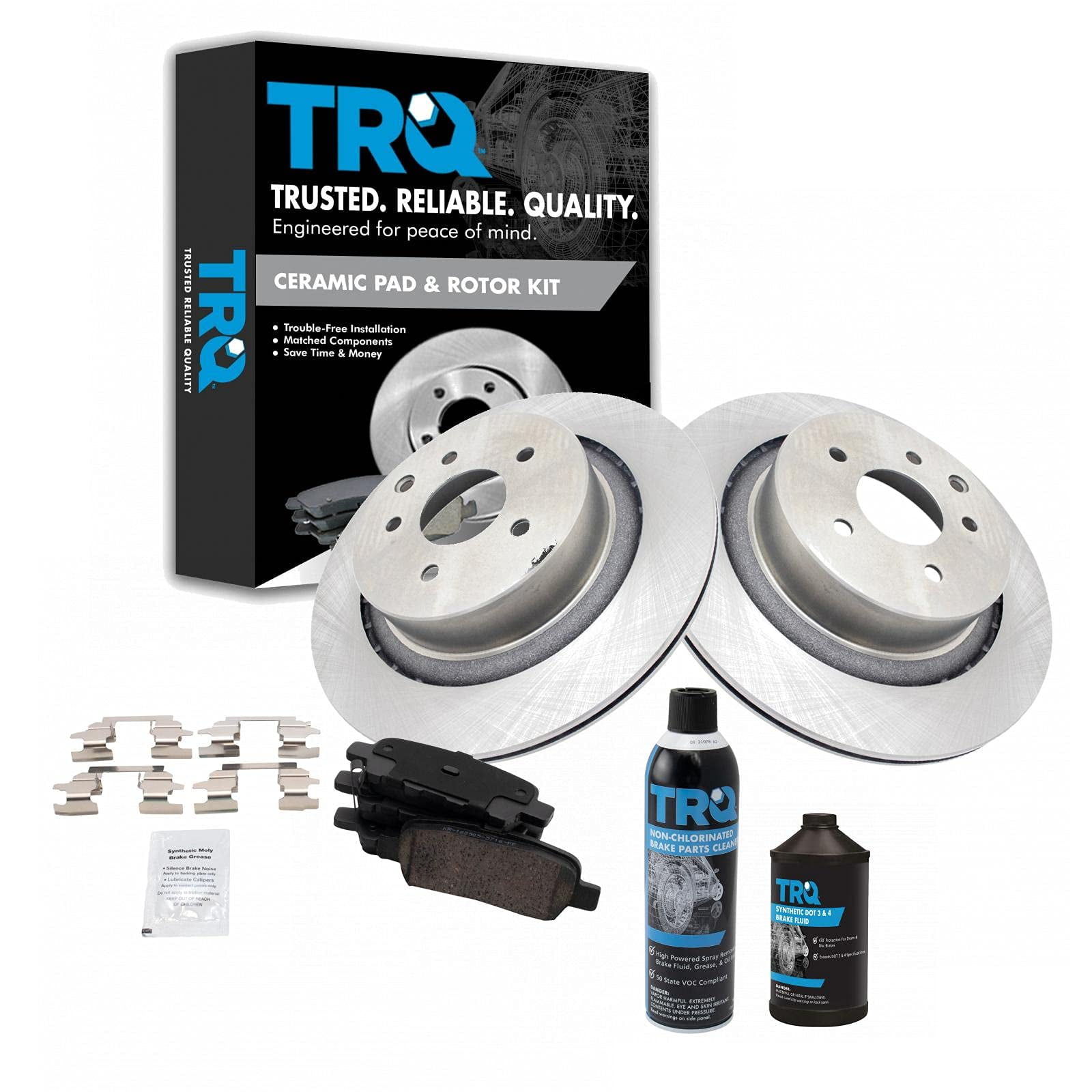 TRQ Rear Ceramic Disc Pad & Brake Rotor Kit w/ Fluids for Infiniti G37 Q60 BKA19560 Fits select