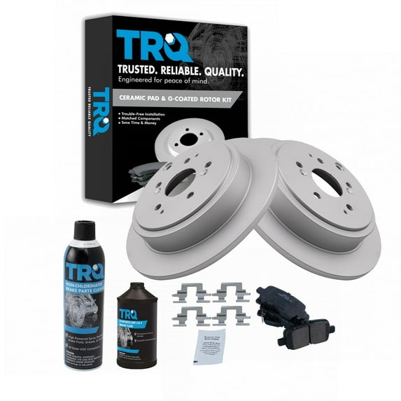 TRQ Rear Disc Brake Pad & Coated Rotor Kit w/Chemicals for Honda Pilot MDX BKA23865 Fits select: 2001-2006 ACURA MDX