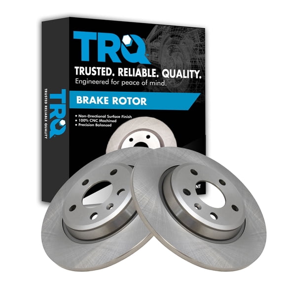 TRQ Rear Disc Brake Rotor Pair Set for 09-18 Audi A4 / 09-16 A4 Quattro / 10-16 A5 / 08-17 A5 Quattro / 18 A5 Sportback / 12-15 A6 / 13-15 A6 Quattro / 12-15 A7 Quattro / 13-16 Allroad / 09-17 Q5