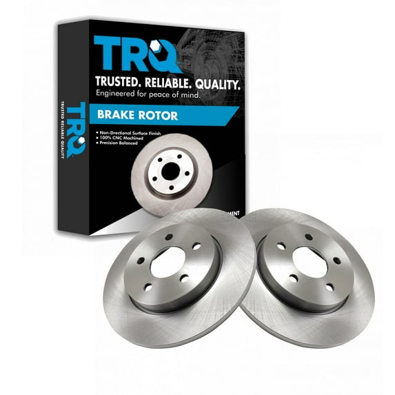 TRQ Rear Brake Rotors Set Solid Fits Select 2002-2008 Jaguar X-Type