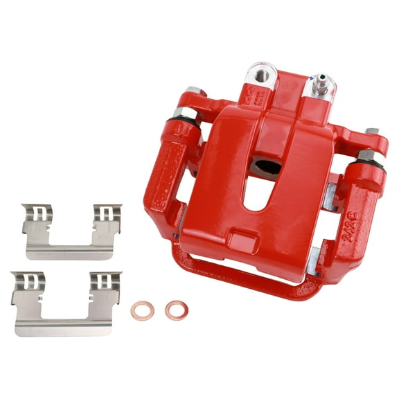 TRQ Rear Left Brake Caliper w/Bracket Performance Red Drivers Side Compatible with 2005-2016 Chrysler 300 2009-2016 Dodge Challenger 2007-2016 Charger 2005-2008 Magnum