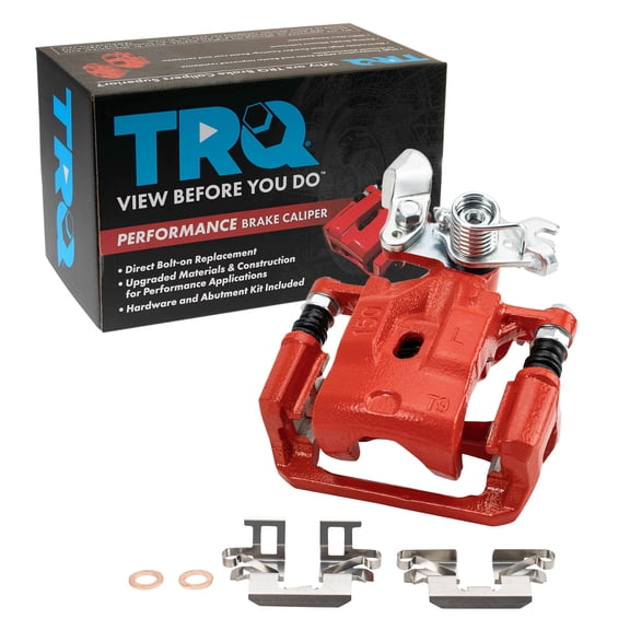 TRQ Rear Left Brake Caliper w/Bracket Performance Red Drivers Side Compatible with 2006-2012 Ford Fusion 2007-2012 Lincoln MKZ 2006 Zephyr 2006-2013 Mazda 6 2006-2011 Mercury Milan