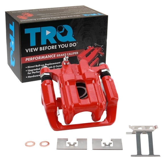 TRQ Rear Left Brake Caliper w/Bracket Performance Red Drivers Side Fits 2001-2003 Acura CL 1999-2008 TL 2003-2011 Honda Element