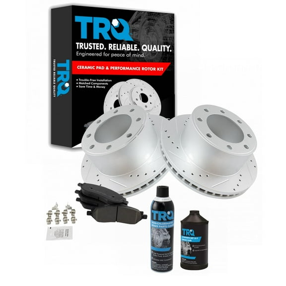 TRQ Rear Metallc Brake Pad Performance Coated Rotor Kit w/Chemicals BKA17643