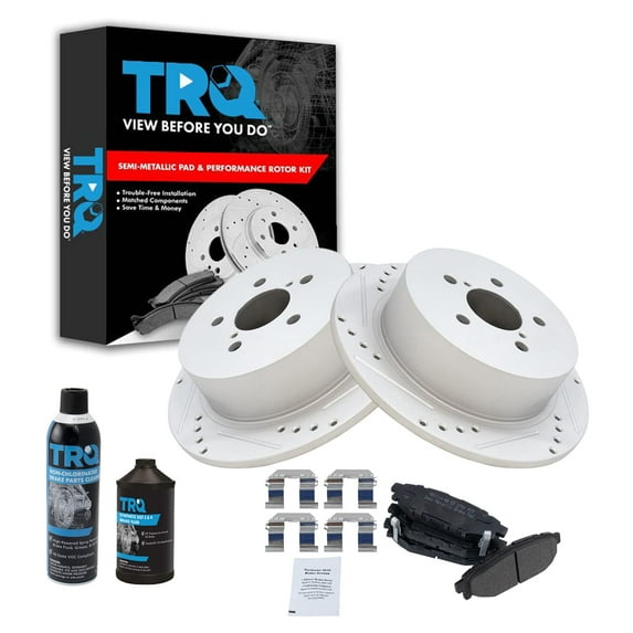 TRQ Rear Metallic Brake Pad & Performance Drilled Slotted Rotor Kit w/Chemicals BKA17577 Fits select: 2005-2007 SUBARU LEGACY, 2008-2009 SUBARU OUTBACK